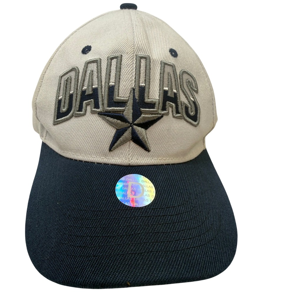 Dallas Cowboys Hat Cap OSFA Cream Navy‎ Blue Embroidered Star Y2K Streetwear